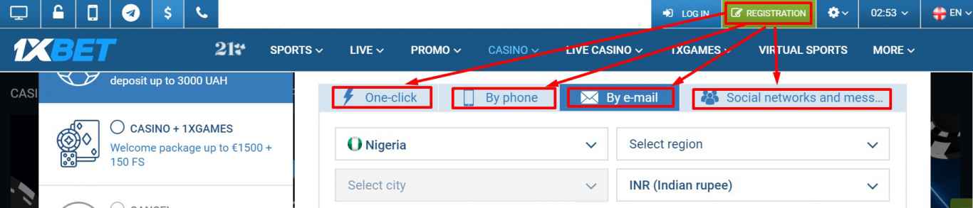 1xBet registration - How to Register to 1xBet